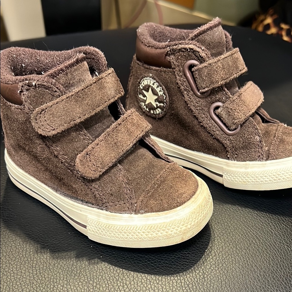 Converse Brown High-Top Sneakers with Velcro Straps
